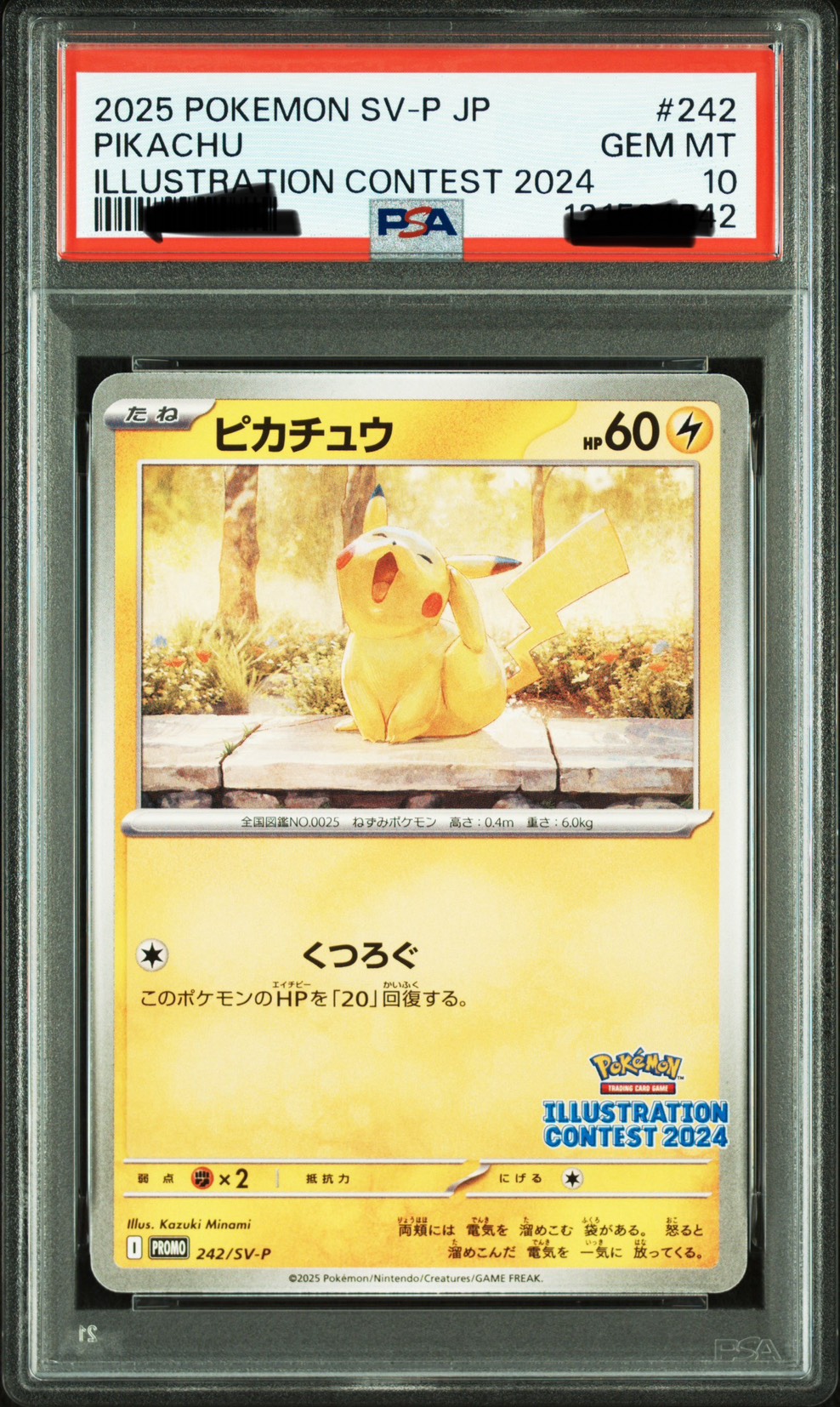 PSA10 PTCG 2024插畫大賽 哈欠皮卡丘特典卡 PROMO 242/SV-P